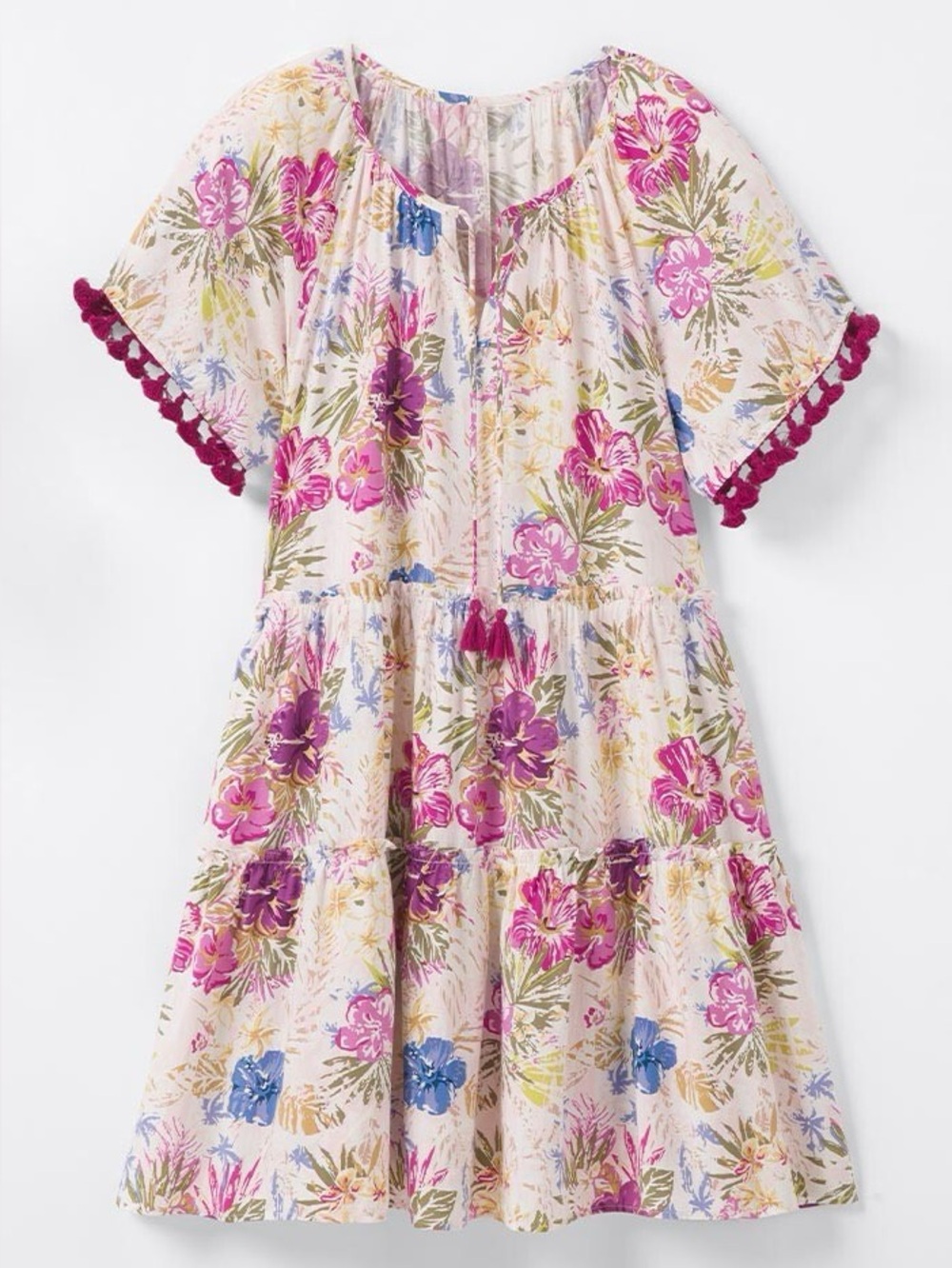 Matilda Jane Aloha Palm Printed Ruffle Sleeve Dress Size: M - Picture 2 of 2